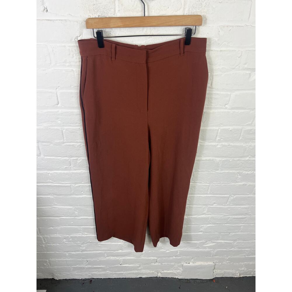 Ann Taylor Women's High-Waist Wide-Leg Trousers in a Dark Rosewood Brown Size 10